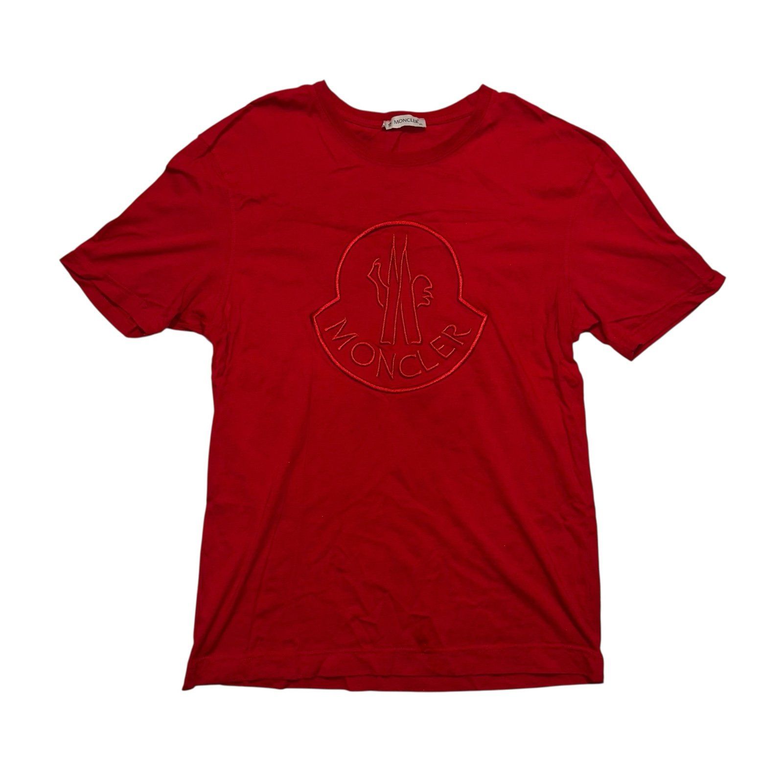 Moncler Red Brand Stitched Logo Mens Xl Tshirt
